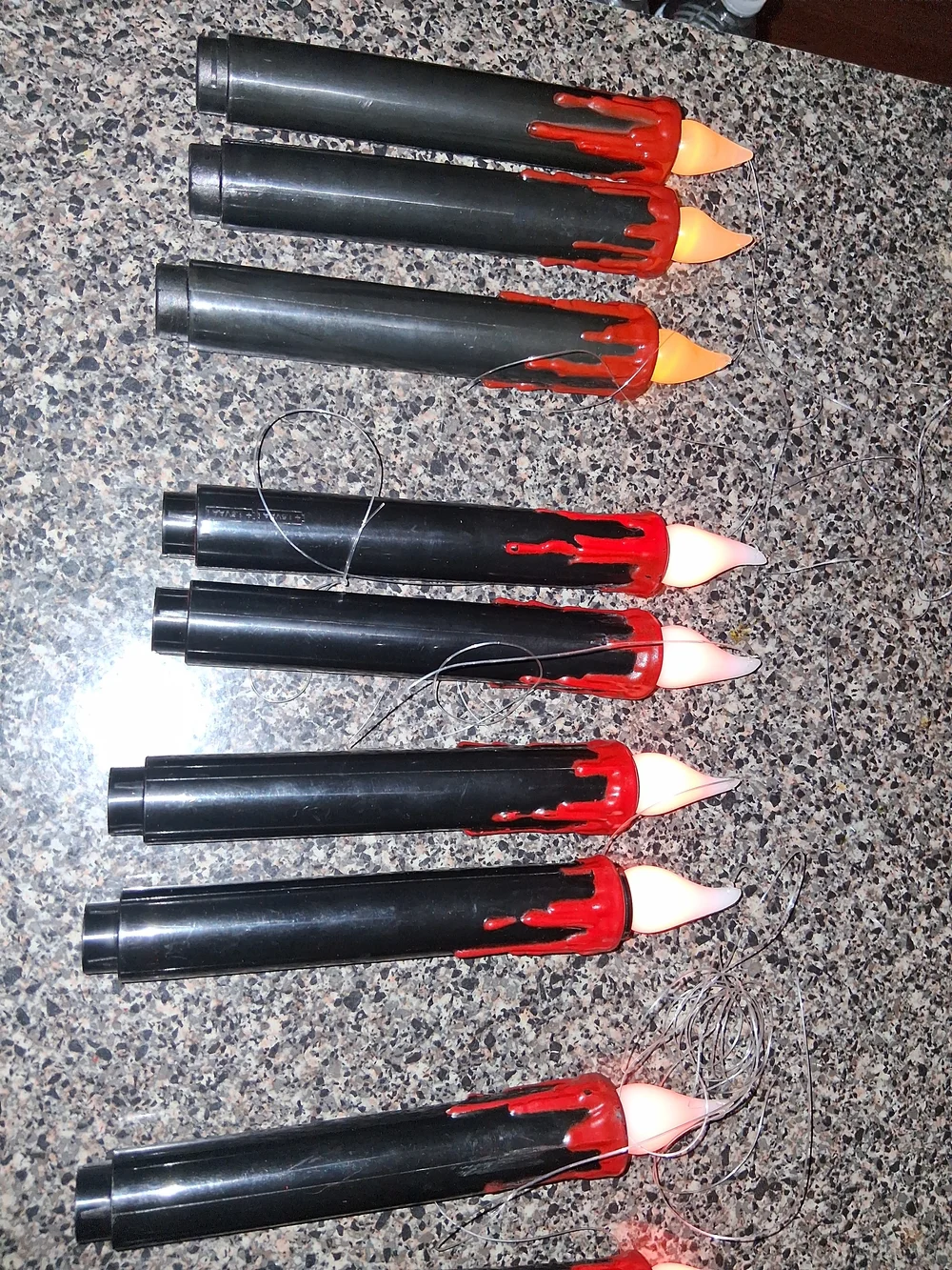 String of Black LED Candle Lights with Warm Amber Flames